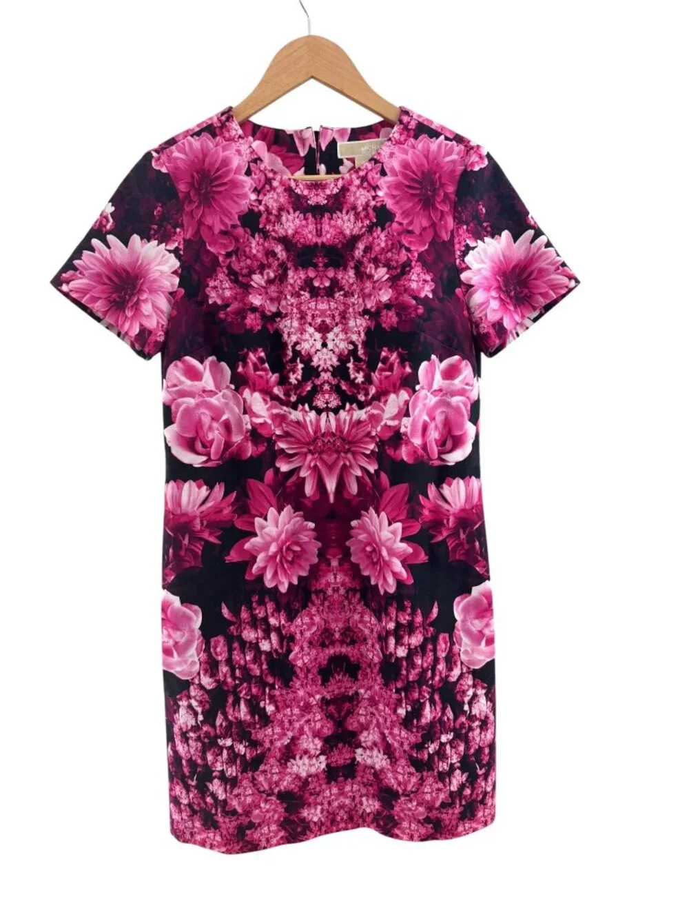 Michael Kors Pink Kew Garden Floral Print Shift Mini Dress Size 8 Summer Wedding